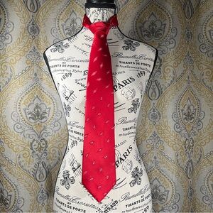 Vintage Leatherback Satins Red Tie with Diamonds